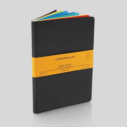 myPAPERCLIP Play Series Notebook, (148 x 210 mm, 5 .83 x 8.27 in) PSCS192A5-P-Black, A5 Notebook Plain 192 Pages