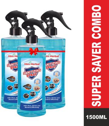 HIM HERBAL SANITIZING SPRAY 500ML X 3 PCS COMBO FDA APPROVED SAFE ON SKIN AND SURFACES 70% ENA Sanitizer Spray Bottle
