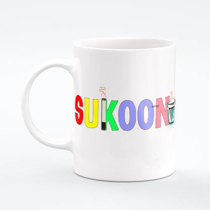 Occasion Era "Sukoon Quotes " Printed Sutta Lovers Coffee- Ceramic for Friend, Gift for Brother, Husband, Wife & Girlfriend, Kids, Work Mode, Father, Papa Birthday, Daily Use Coffee 330 ml Ceramic Coffee Mug