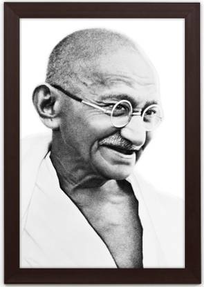 Braj Art Gallery Mahatma Gandhi Photo Frame Digital Reprint 19.5 inch x 13.5 inch Painting