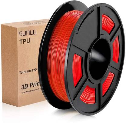 Sunlu TPU Flexible Filament 1.75mm for 3D Printer 500g/Spool Dimensional Accuracy - 0.03mm (Transparent Red) Printer Filament