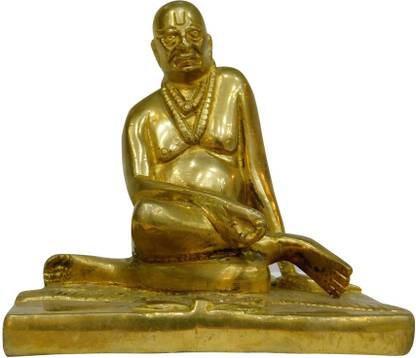 Om Shree Siddhi Vinayak Murti Bhandar Shree Swami Samarth Idol Statue/murti for Pooja and Gift Piece Panchdhatu Swami Samarth Statue Lord Swami Samarth Idol For Home Pooja Temple Decorative Showpiece  -  11 cm