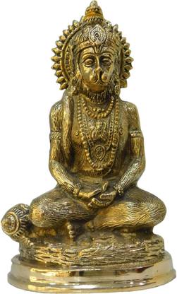 vinayakmoorti Hanumanji Sitting Base Brass Idol For Home Temple Pooja And vastu purpose Hanumanji Idol In Dhyan Pose Best Showpiece For Office And Home Décor Decorative Showpiece  -  18 cm