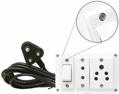 HI-PLASST 1 switch & 2 pin socket with 3 pin socket power plug 2  Socket Extension Boards