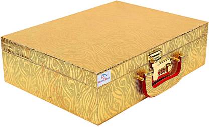 Heart Home Zig Zag Print Bracelet Jewellery Box with 3 Removable Rolls-Holder Stores Bracelets,(Bangles & Watches-Organizer-Small Mirror With Lock System(Golden)-25_F_HHOME15516 Vanity box, Makeup, Jewellery Vanity Box