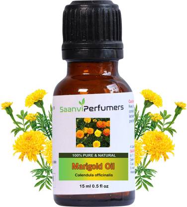 Saanvi perfumers Marigold Essential Oil | Calendula Oil | Tagetes Marigold Oil 15ML - 100% Pure, Natural & Undiluted Therapeutic Grade for Aromatherapy, Skin , Hair & Personal Care
