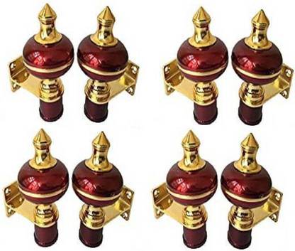 SHAKS TRADERS Red, Gold Curtain Knobs Metal