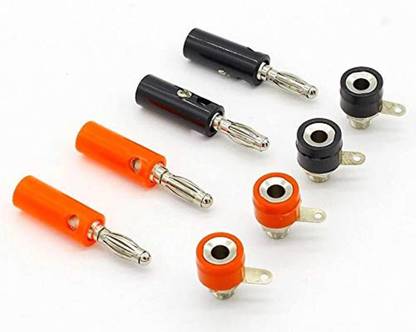 ERHIndia (10 Pair) Banana Connectors Male Female Pin with Socket Speaker Wire Cable Banana Plugs Screw Type Connectors Banana Red & Black Interconnect Electronic Hobby Kit