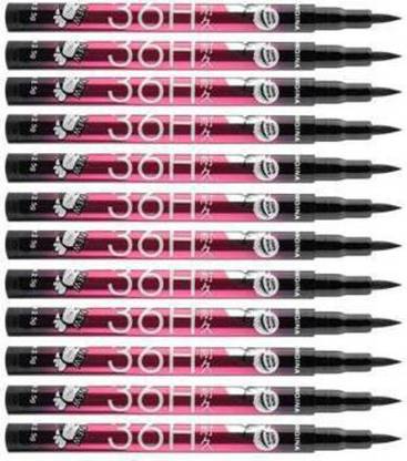 RUPALI High quality waterproof liquid-eye liner 36H no smudge suitable for contact lens users 3 g (Deep black) pack of 12 pc 36 g