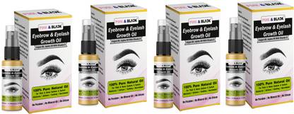 Pink & Black 100% Natural Eyebrow & Eyelash Growth Oil (Brown) Organic -Eye Brows Eyelash Hair Growth and Volume Serum with Argan Oil, Jojoba oil, Vitamin E 120 ml
