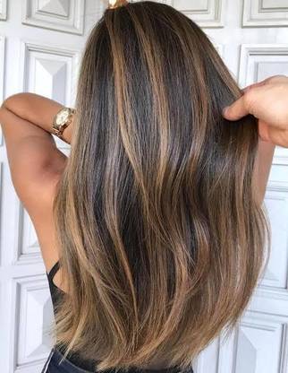 Dazzling Beauty HIGHLIGHTED BLACK GOLDEN STRAIGHT HAIR EXTENSION 24 INC 5 CLIPS Hair Extension
