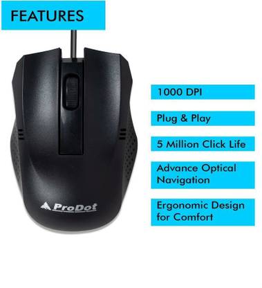 PRODOT MU-253s Wired Ambidextrous Optical Mouse