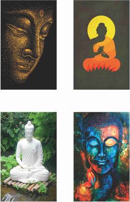 God Buddha Combo Poster Set of 4 Posters With Gloss Lamination M2 Paper Print