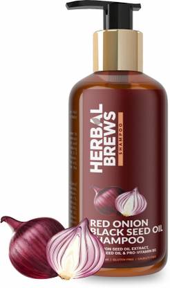 Herbal Brews Onion Shampoo for Hair Fall Control | Hair Growth Shampoo for Women & Men | Red Onion Seed Oil Extract, Black Seed Oil, Pro Vitamin B5 | NO SULPHATES & PARABENS | Anti Dandruff Hair Shampoo for Frizz Control & ALL HAIR types - 300 ml PUMP BOTTLE