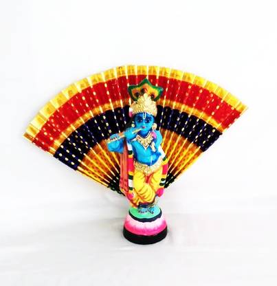 crystal bloom Krishna Statue | Kishna Idol | Murti for Home |Krishna Idol with Thiruada and Artificial Kanikonna Flower Bunch Multicolor Height 12 inches Decorative Showpiece  -  32 cm