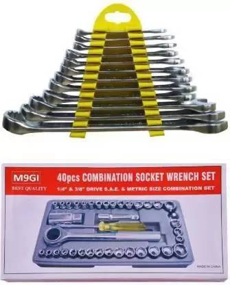 Balaji 40pcs Tool Kit with 12pcs Wrench set combo Combination Screwdriver Set Socket Set