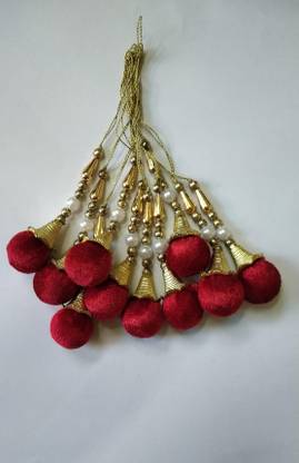 HITESH COLLECTION Designer Latkan/Tassels (for Blouse Kurta & Saree) (Set Of 5) (Gold,Maroon) Brooch