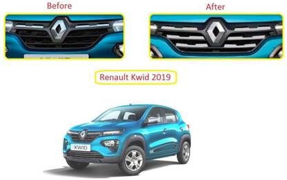 Auto Smart Look ASL0175	Car front Grill Trims Garnish Chrome For Renault Kwid (2019 - Present) Car Grill Cover