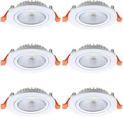 BAJAJ 6-Watt Ivora LED Cob Down Light (Cool Day Light, Pack of 6) Recessed Ceiling Lamp