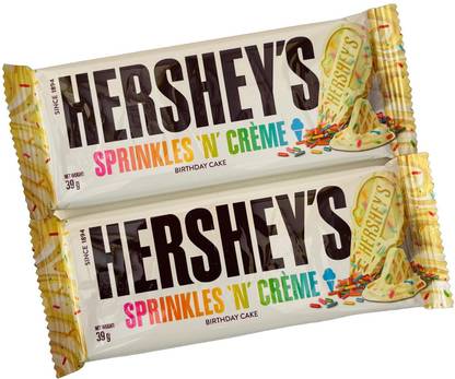 HERSHEY'S Sprinkles 'N' Creme Birthday Cake Flavored White Chocolate 2 x 39g Bars
