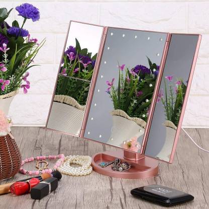 RAJIPO ENTERPRISE Touch Screen light three Folding Table Mirror