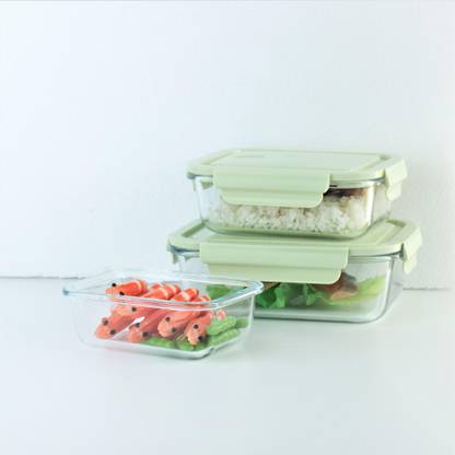 EVIQE STORE Glass Meal Prep Containers - Box Containers Glass Food Storage with Lids - Food Storage Containers with Lids Different size 3 Containers Lunch Box