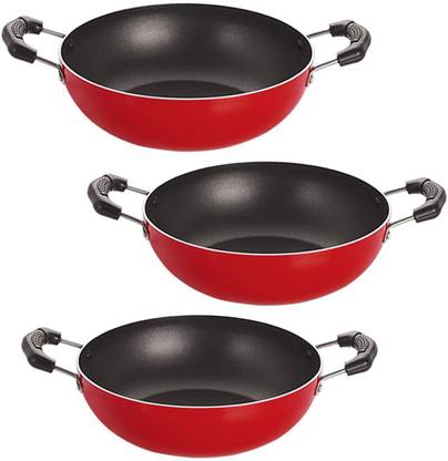 NIRLON Nirlon Non-Stick Aluminium Gas Compatible Kadhai Combo Set Non-Stick Coated Cookware Set