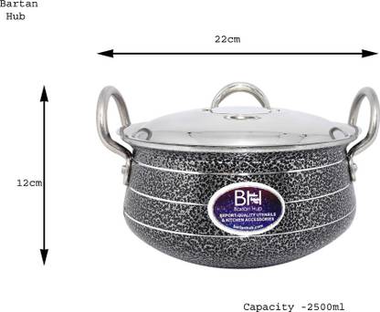 bartan hub Cook and Serve Kitchen Handi With Lid (2500ml) Cookware Set