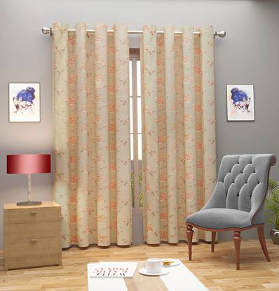 Terra-Casa Home Decor 274 cm (9 ft) Door Polyester, Blends Semi Transparent Curtain (Pack Of 2)