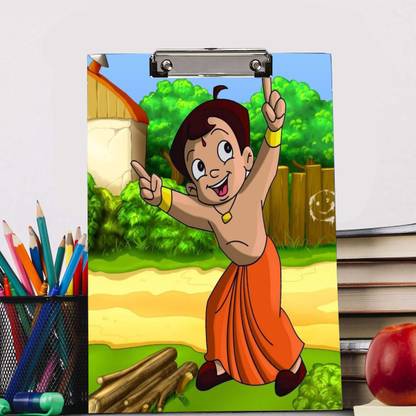 BPDESIGNSOLUTION Chhota Bheem Design Digital Reprint Clip Board Exam Pad (14x9.5 Inches) Premium Quality