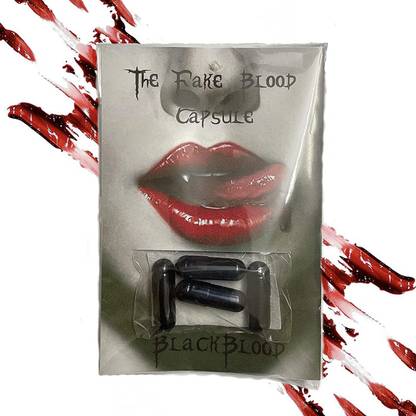 Blackblood The fake blood (blood capsules) for horror fake blood Scary Prank & Halloween Party Sour Lemon Flavor (Bloodyred) Artificial (Fake) Blood Capsule Gag Toy