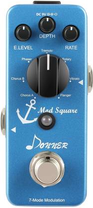 Donner Mod Square Guitar Effect Pedal, 7 Modulation Modes Chorus Phaser Tremolo Flanger Rotary Vibrato True Bypass Guitar Processor