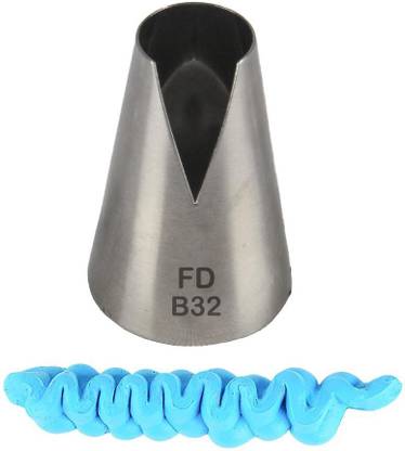 Finedecor Large Piping Tip, Seamless Stainless Steel Icing Piping Nozzle Tip, Cake Decorating Tools Cream Puff Decor Pastry Icing Piping Tool for Baker, 1 Piece (B32) Stainless Steel Multi-opening Icing Nozzle