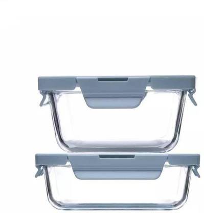 escora Glass Vegetable Bowl Set Of 2 Vegetable And Fruit Storage Bowl Set with Airtight Lid For Fridger safe And Microwavw safe Without lid Glass Vegetable Bowl (Clear, Pack of 2)