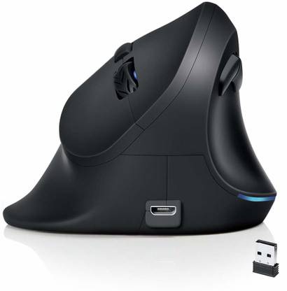 Autley 2.4 G Optical Wireless Vertical Ergonomic Mouse with Adjustable DPI 800/1200/1600, Pinky Finger Rest for Large Hands Wireless Ambidextrous Optical  Gaming Mouse  with Bluetooth