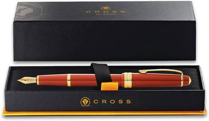 CROSS Bailey Light Amber Resin Fountain Pen Pen with gold plate appts - med nib Fountain Pen