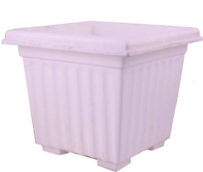 Motoqo Square Planter with Drip Tray Set (10-inch,Pack of 3 Sets) (Square Planter, White) Plant Container Set