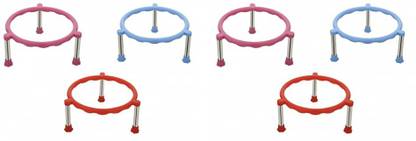 WEARKNOTS Glister Pot Stainless Steel Legs Single Ring Pot/Matka Stand -6 Pieces Plant Container Set