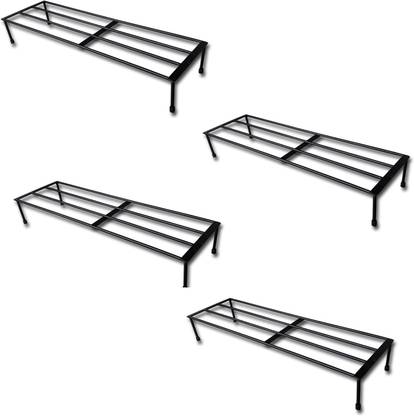 RAJ Iron Lands with Rubberized Base Plant Pot Stand 2.5 Feet Length Floor Stand for Home Garden Balcony Living Room Decor Plant Container Set