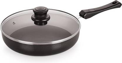 NIRLON Aluminium Induction Base Non Stick Cookware Fry Pan with Glass LID-24cm Fry Pan 24 cm diameter with Lid 2 L capacity