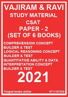 Vajiram & Ravi - Study Material CSAT Paper - 2 (Set Of 6 Books) Comprehension Concept Builder & Test, Logical Reasoning Concept Builder & Test, Quantitative Ability & Data Interpretation Concept Builder & Test (Photocopy) - 2021