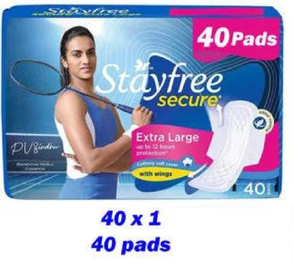 STAYFREE Secure XL 40 Pads Cottony Xl Wings Sanitary Pad Combo Pack 40x1 Sanit Sanitary Pad