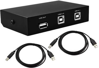 VIBOTON Printer Sharing USB Switch 2 Ports Selector Switch for PC Sharing Switch Box with Print Scanner Cables 5ft for PC Computer Scanner Printers Projector Camera and Keyboard USB 2.0 USB Cable