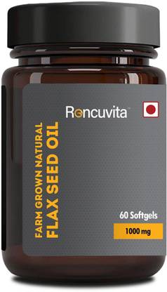 RONCUVITA Flaxseed Oil Soft Capsules 1000mg Plant-Based Omega 3-6-9 - ALA 60 Softgel