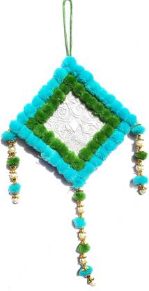 Ayan Creation Handmade Turquoise & Pista Green Pom Pom Wall Hanging | Wall Decor | Home Decoration | Door Hanging | Room Hanging