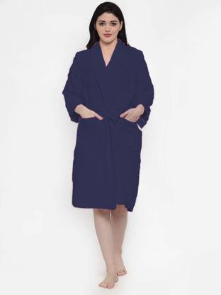 Flipkart SmartBuy Navy Blue Free Size Bath Robe