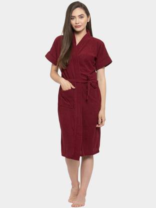 Flipkart SmartBuy Maroon Free Size Bath Robe
