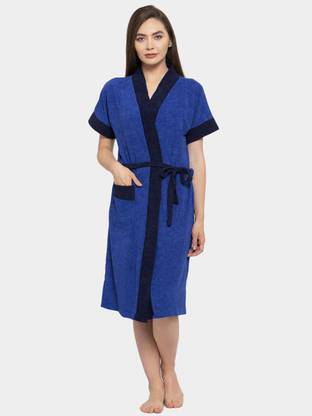 Flipkart SmartBuy Royalblue-Navy Free Size Bath Robe