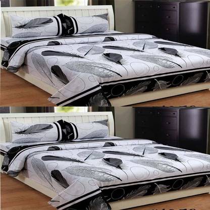 Arth Traders 150 TC Polycotton Queen Printed Flat Bedsheet