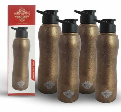 IndianArtVilla 1000 ml Antique Gold Fridge Water Bottle for Home, Office, Gym, School 1000 ml Bottle